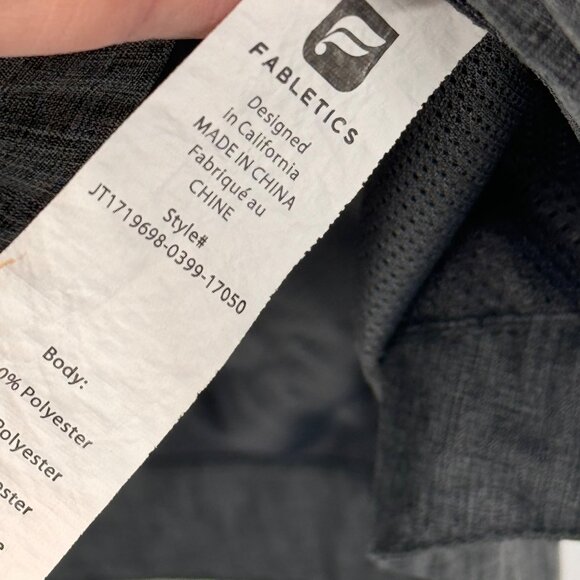 Fabletics Gray Ruched Long Sleeve Jacket Pink Zipper Drawstring Womens size larg - Picture 4 of 16